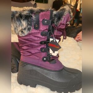 Women's Purple Winter Boots with Faux Fur
